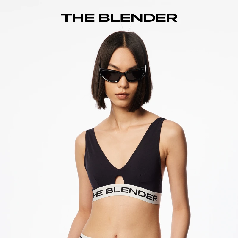 The Blender 轻运动无钢圈深V背心式薄垫薄荷曼波内衣内搭撞色