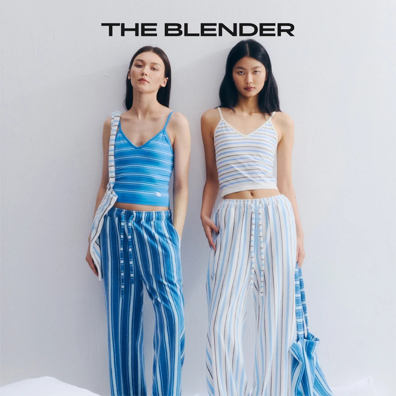 The Blender 条纹宽松休闲秋冬长款女士毛巾布家居裤睡裤