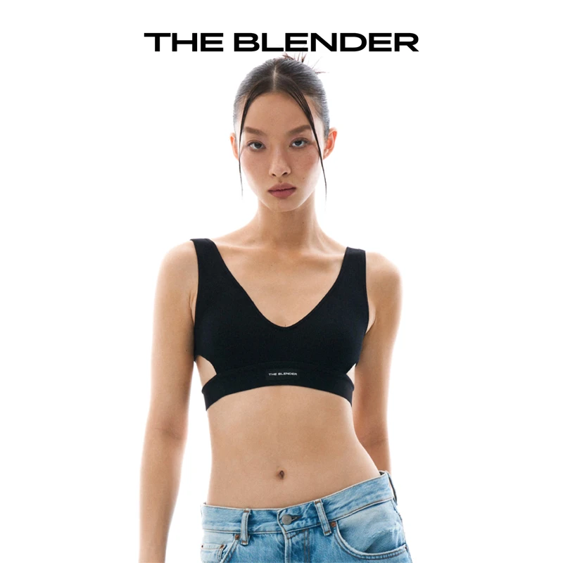 TheBlender内衣文胸无缝针织镂空V领logo背心式运动防震透气舒适