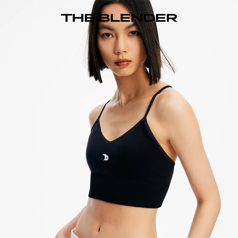 【新品】The Blender达播 V领修身吊带背心交叉美背可拆卸胸垫
