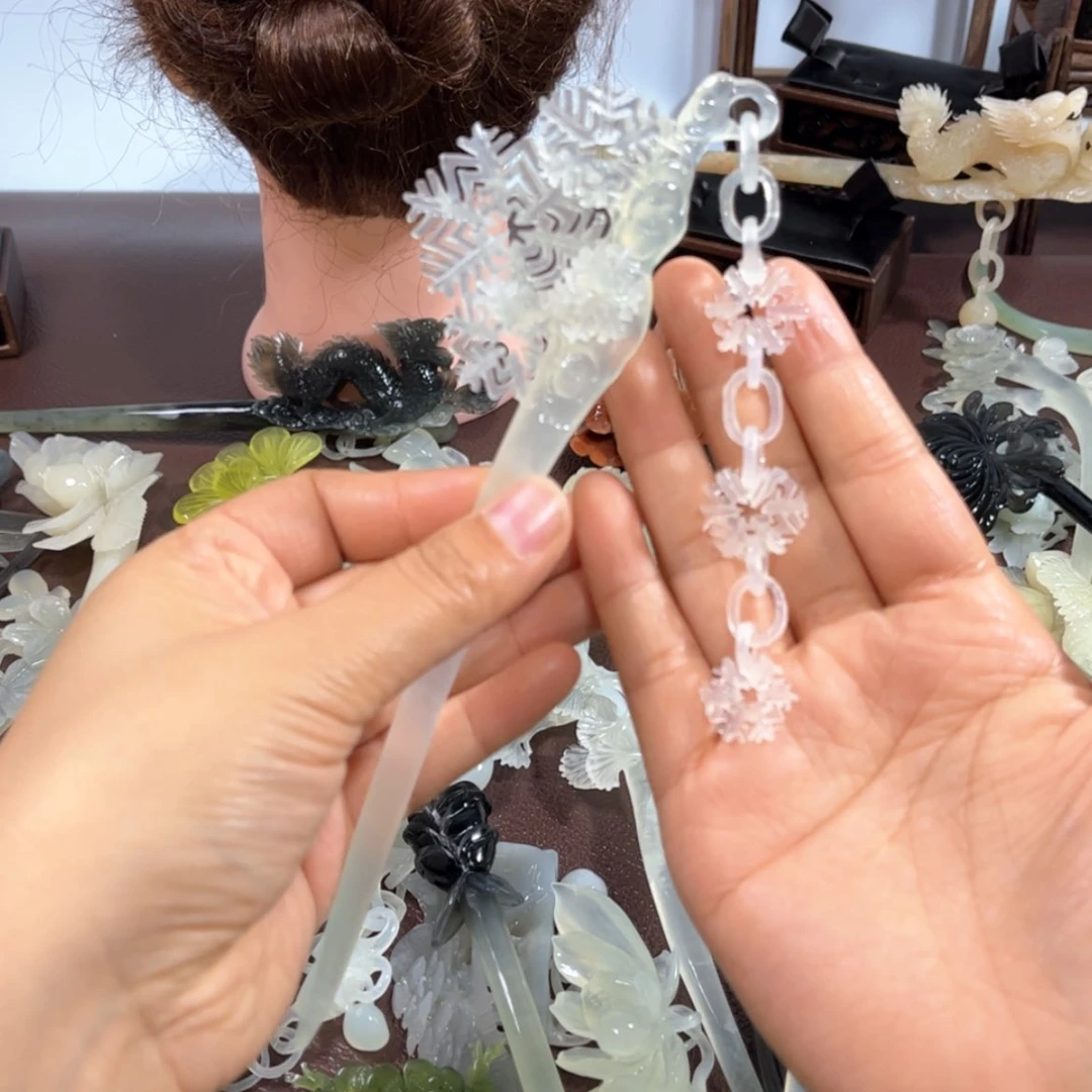 【闪购商品】蛇纹石玉发饰未镶嵌ﻩ****?