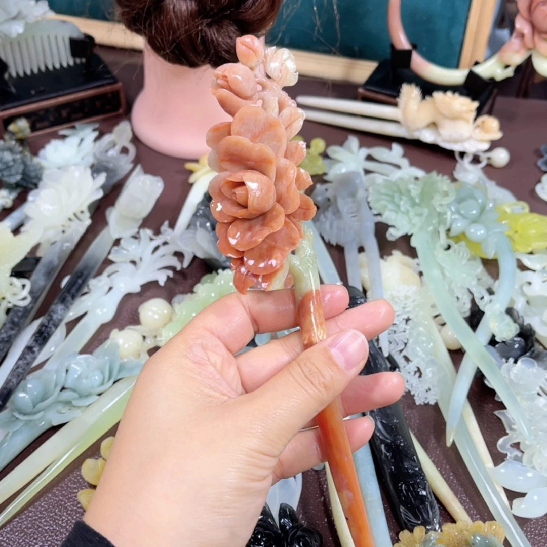 【闪购商品】蛇纹石玉发饰未镶嵌?****、