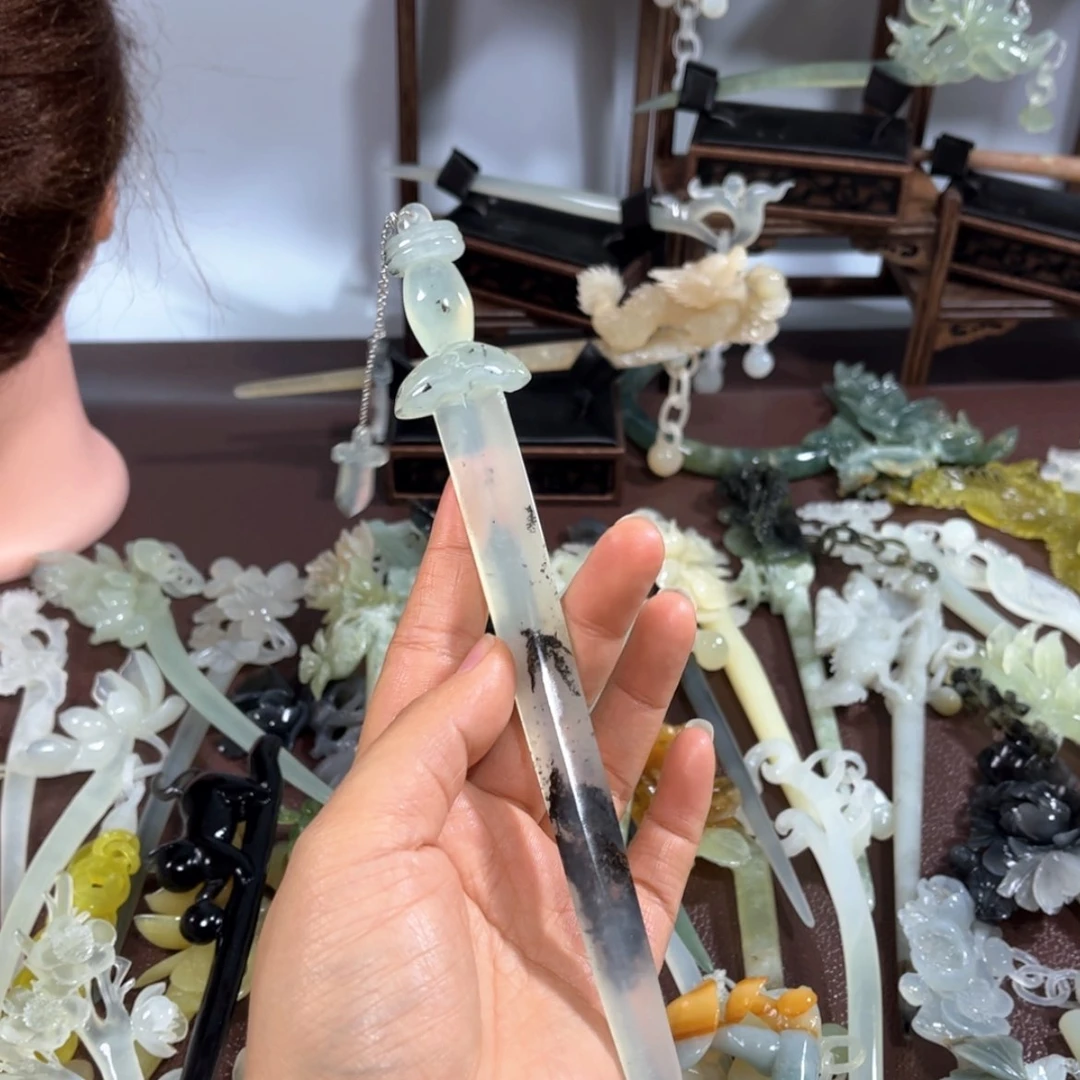 【闪购商品】蛇纹石玉发饰未镶嵌*️****