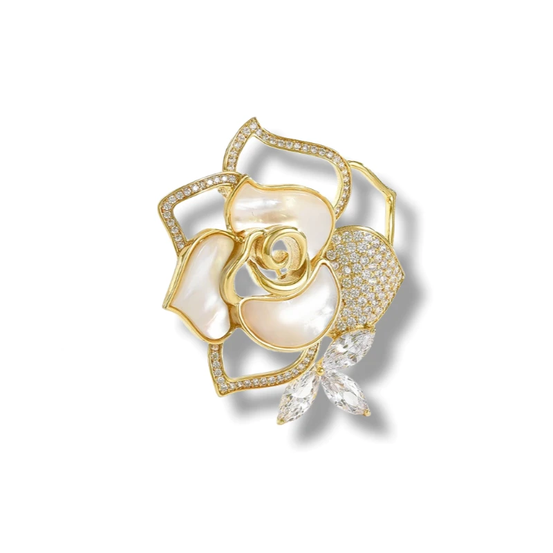 铜合金合成锆石胸针 欧货DP高品胸针-9757