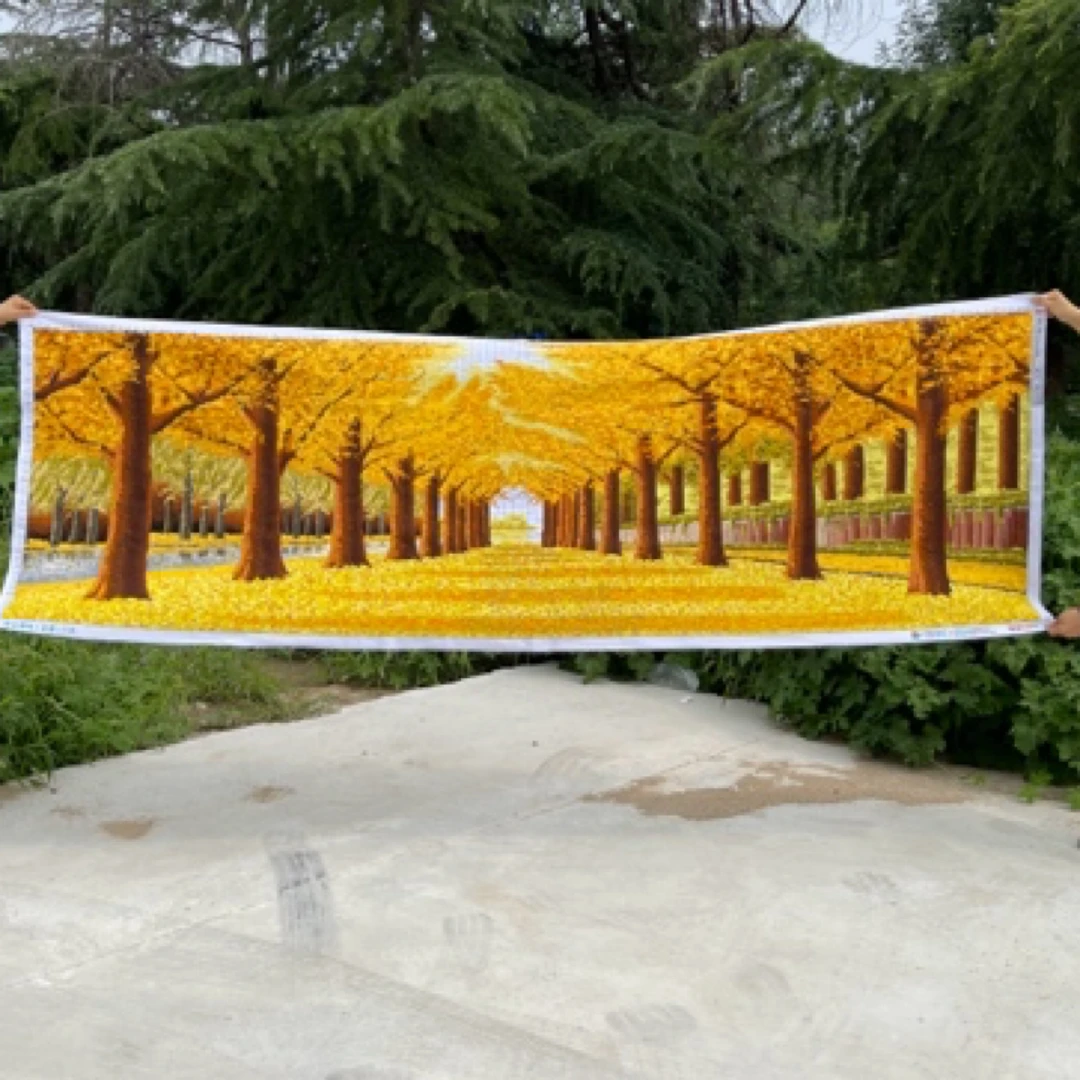 纯手工十字绣成品黄金满地客厅挂画