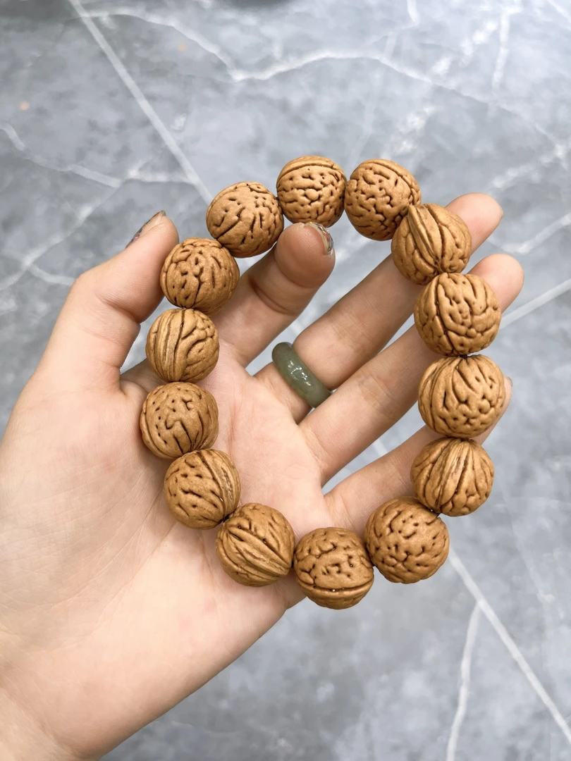 手工打磨山桃核手串把件野生脑纹桃胡原皮珠佛珠念珠男女款