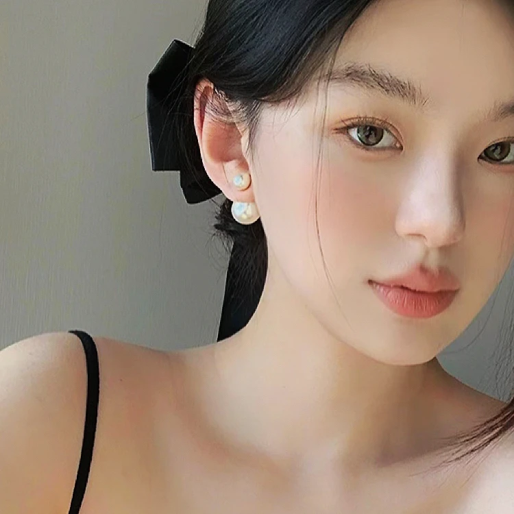 铜合金仿珍珠耳饰 S925银针高级感双面珍珠耳饰耳钉耳环女爆款