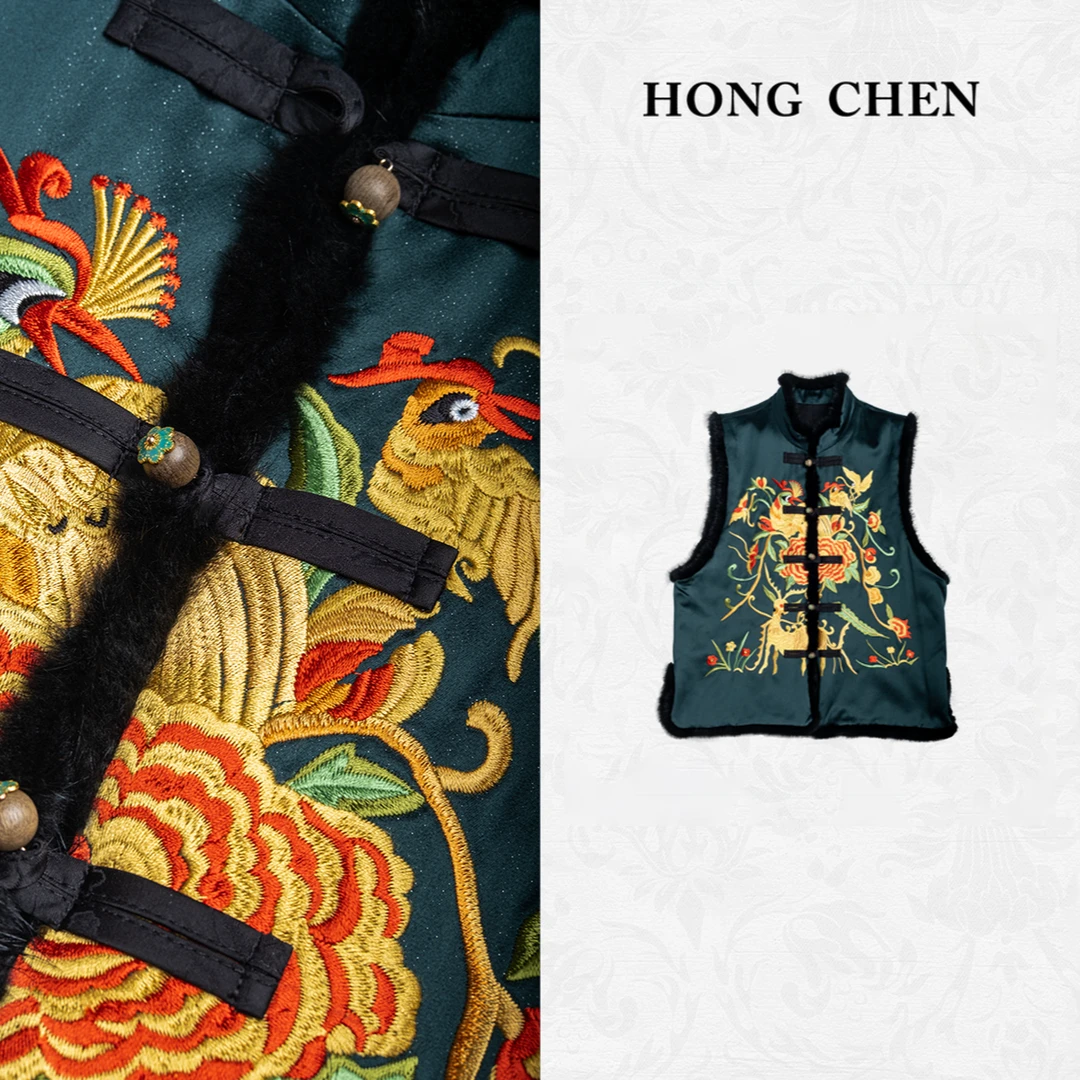 【虹辰】高端水貂毛万物复苏3M棉时尚优雅百搭马夹-HC1728