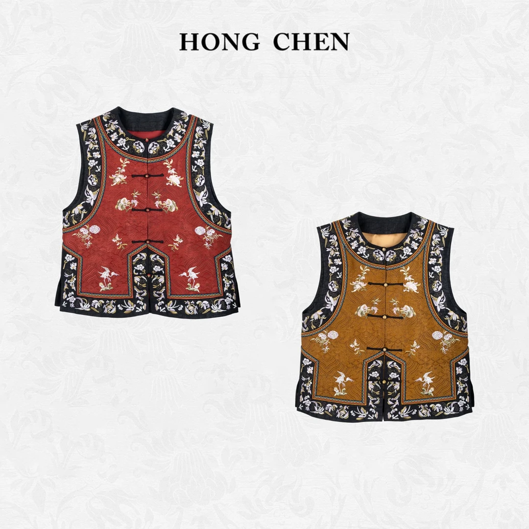 【虹辰·高绣香云纱】高端云锦时尚香云纱优雅高级感刺绣马夹-HC1839