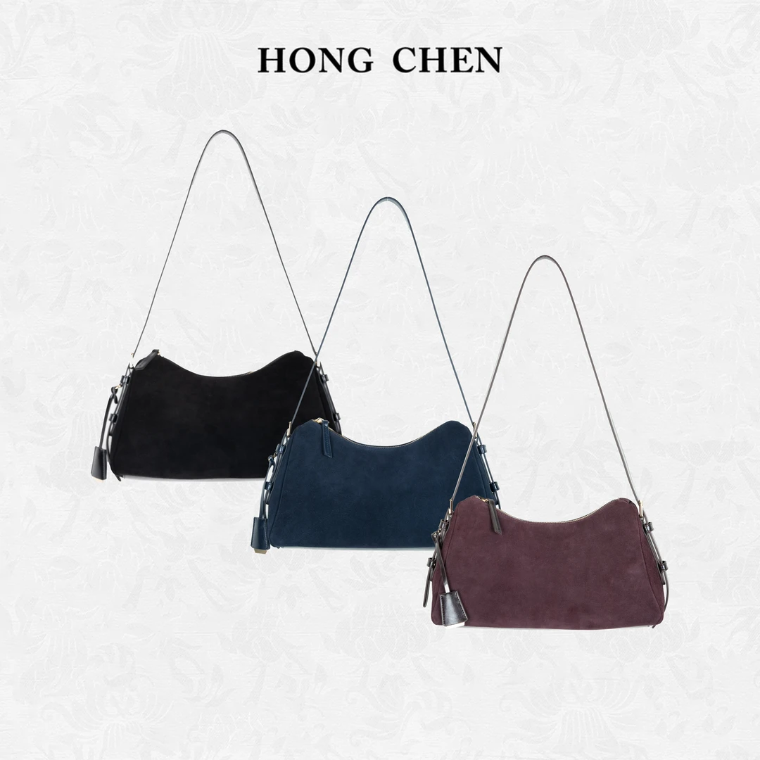 【虹辰·精致包包】高端时尚牛皮优雅百搭绒面高级感单肩包-HC1981
