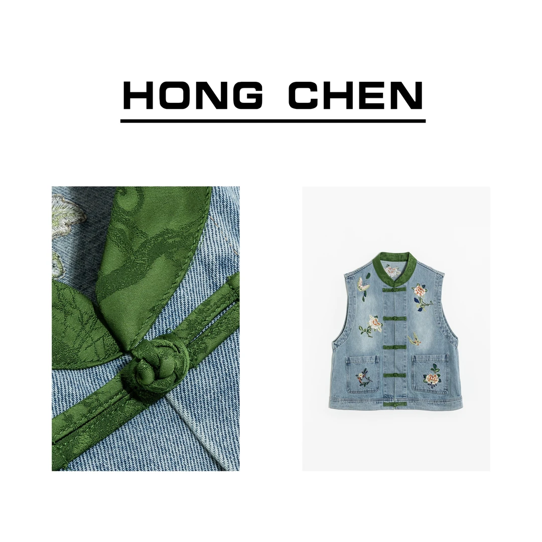 【虹辰·牛仔绣花】高端牛仔蝴蝶绣花高级感气质时尚优雅百搭-HC1099