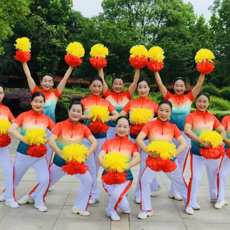 春英广场舞唱支山歌爱中华舞蹈套装2024曳步舞运动服跳舞上衣白裤