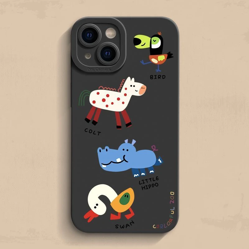 动物家族适用苹果16promax苹果14promax手机壳iPhone15硅胶16prox