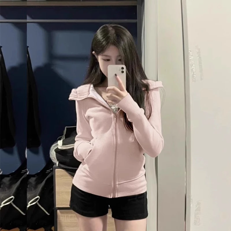 lulu卫衣修身连帽上衣女外套短款2024春秋款显瘦休闲秋季长袖百搭