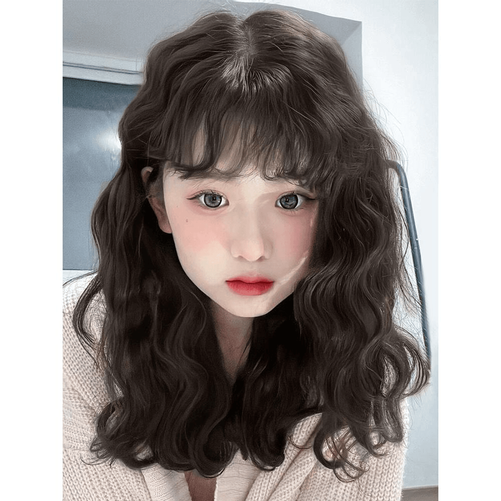 假发女中长发网红羊毛卷假发套2023年时尚新款锁骨发自然全头套式