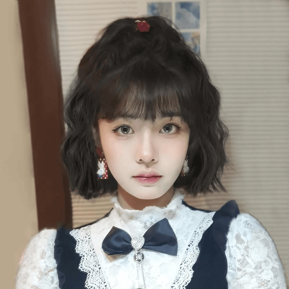假发女短卷发羊毛卷空气刘海假发套自然仿真蓬松甜美可爱全头套式