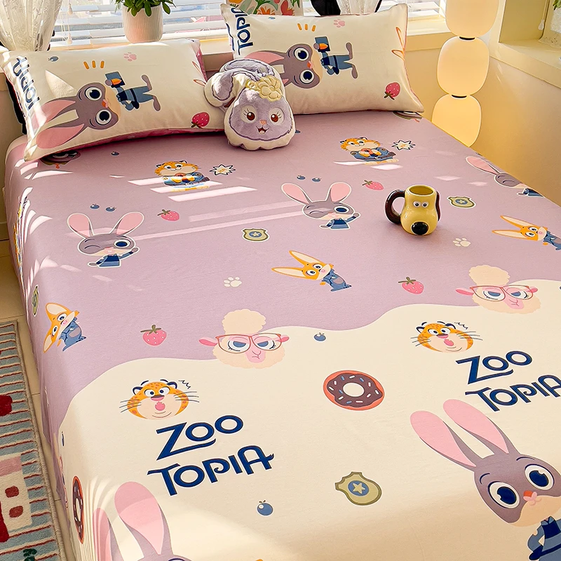 卡通风加厚纯棉床笠单件全棉儿童床单罩全包榻榻米床垫保护罩床罩
