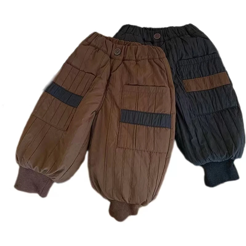 男女童三层夹棉裤加绒加厚一条过冬保暖裤子中小儿童冬季外穿北方