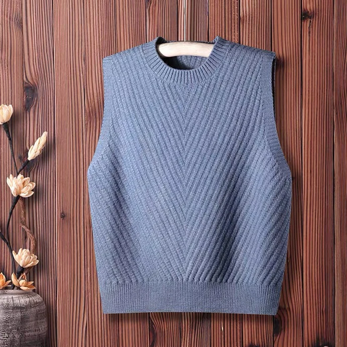 气质款爆款纯色圆领针织马甲女装无袖毛衣背心套头衫坎肩外搭马夹