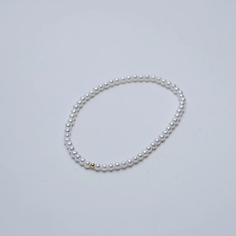（特选几乎正圆无暇冷白光）淡水珍珠弹力绳手链2.5-3.5mm