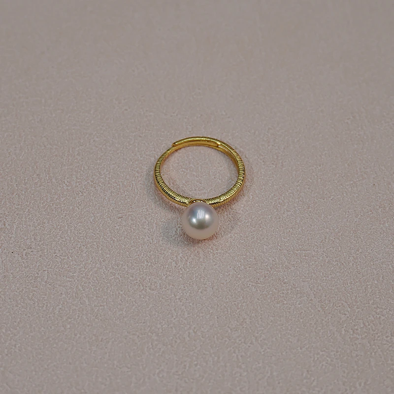 淡水无核珍珠8-9mm开口戒指925银托一物一证基地直发简约气质1117