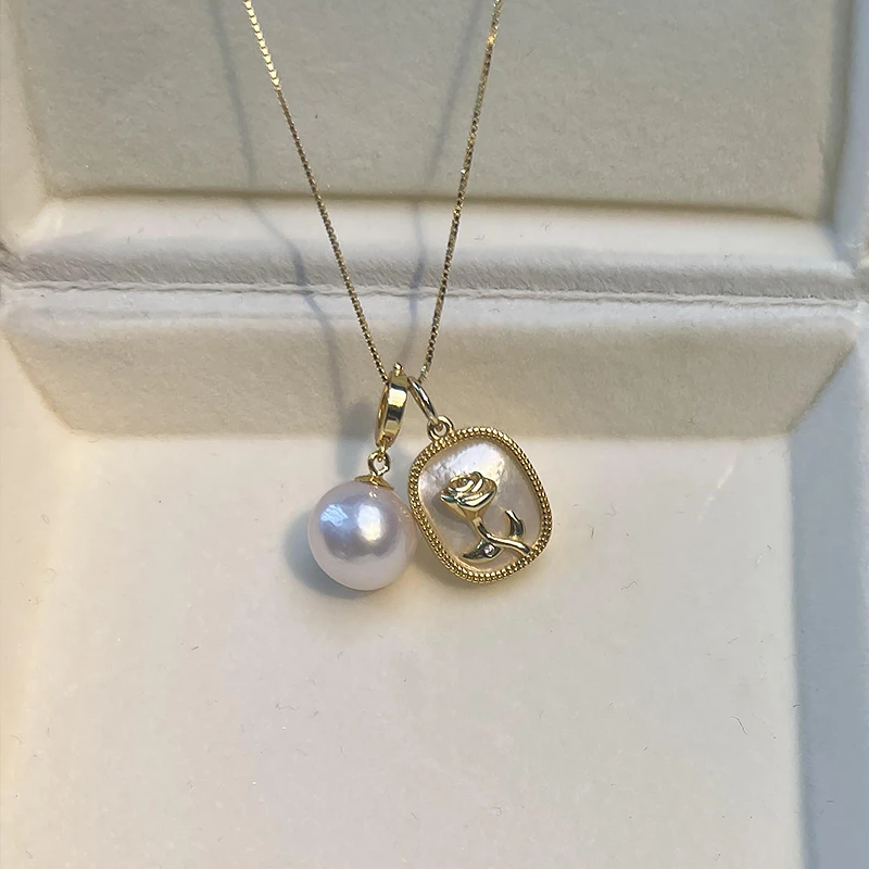 珍珠万能扣吊坠 + 玫瑰花吊坠 （赠链子）