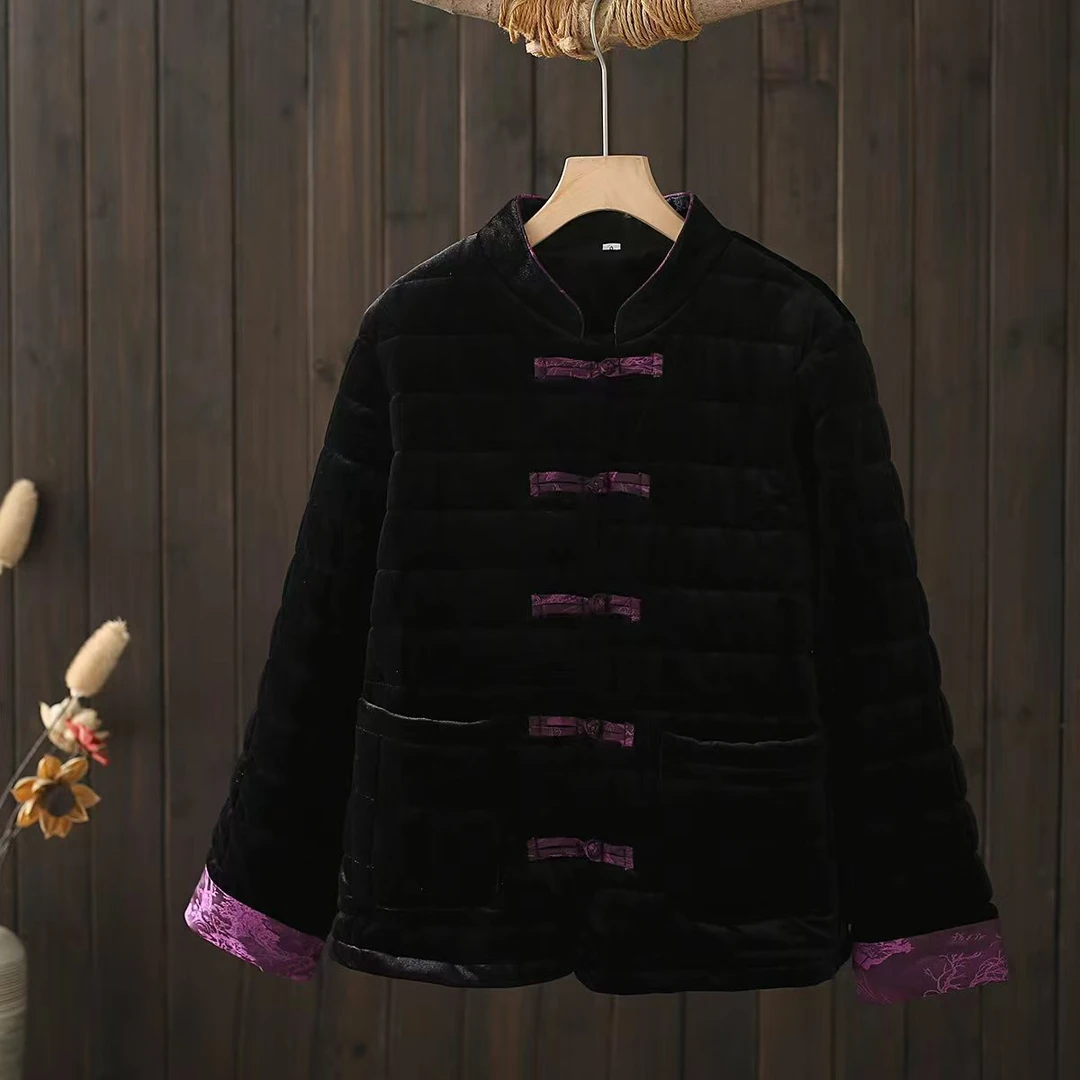 (小曼推荐）8167#新款时尚休闲丝绒复古盘扣外套