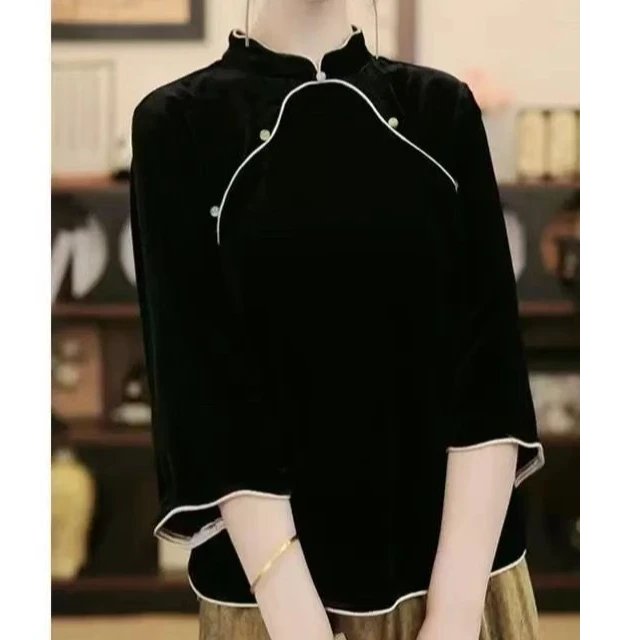 （小曼推荐）1867#新款国风新中式纯色上衣