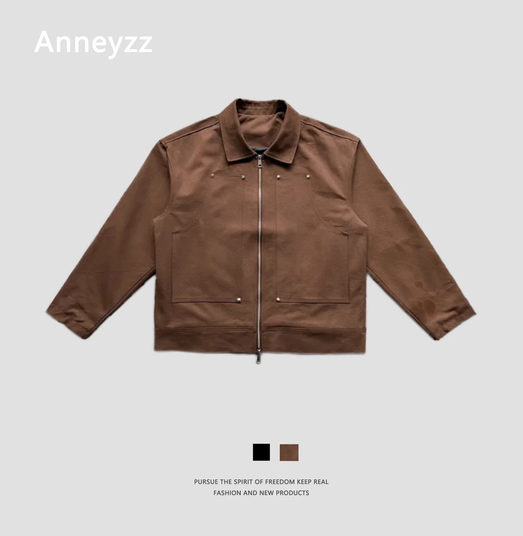 Anneyzz 知易简约工装大码伐木纯色百搭宽松大码男装夹克外套