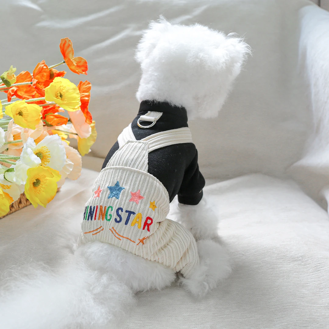 宠物狗狗衣服比熊博美泰迪春秋夜空的星背带裤四脚装