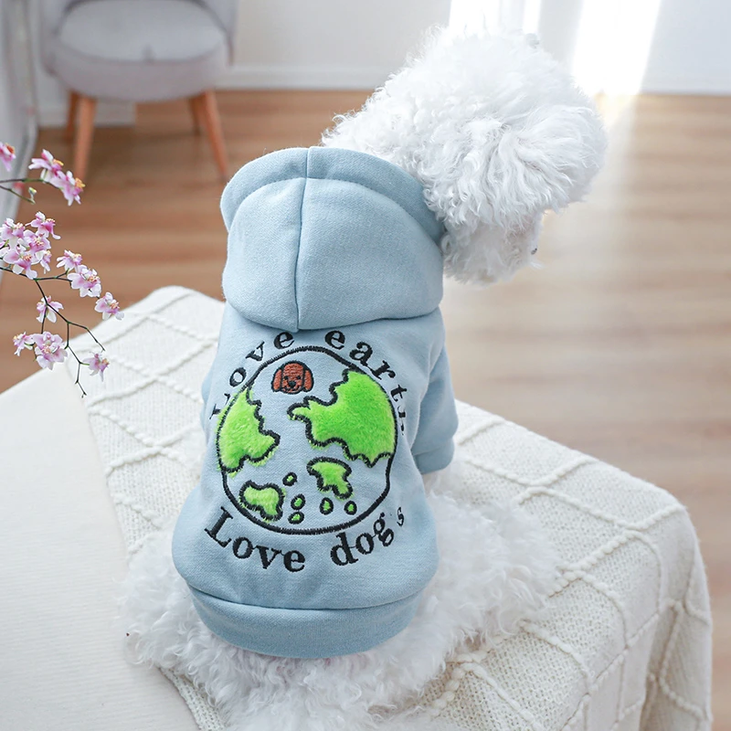宠物圈-狗狗衣服春秋舒适爱地球卫衣猫咪宠物比熊博美泰迪连帽