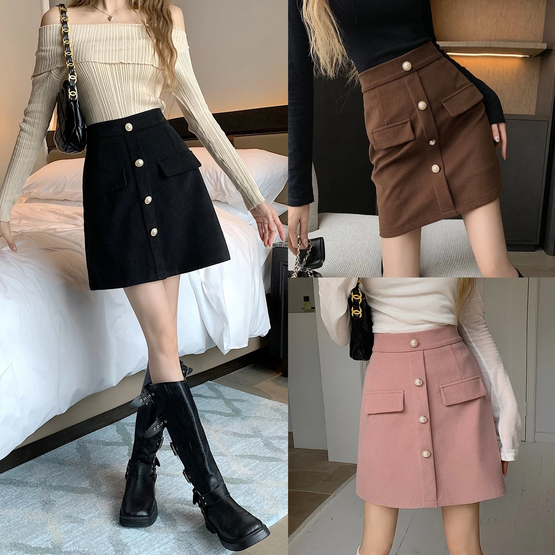 女装半身裙女秋冬高腰a字包臀短裙一步裙子