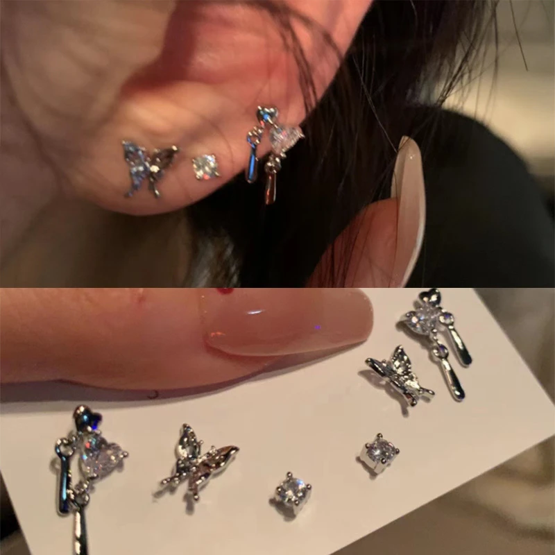 925银耳饰 时尚耳钉耳饰6件套气质网红百搭小众简约小巧ins小饰品