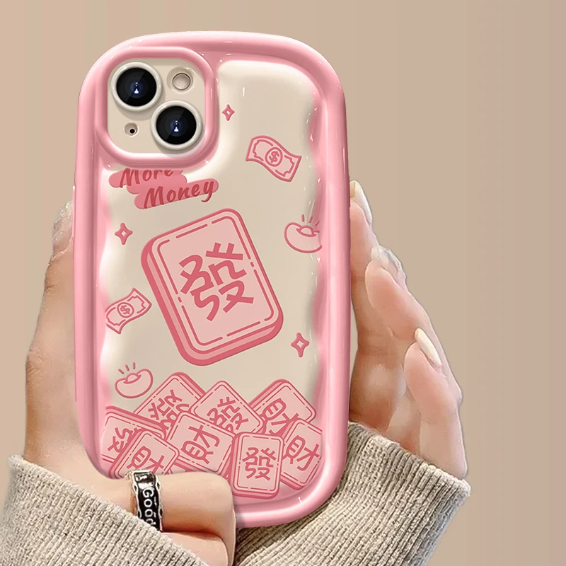 粉色麻将小胖子苹果15iPhone14promax华为女款个性可爱创意手机壳