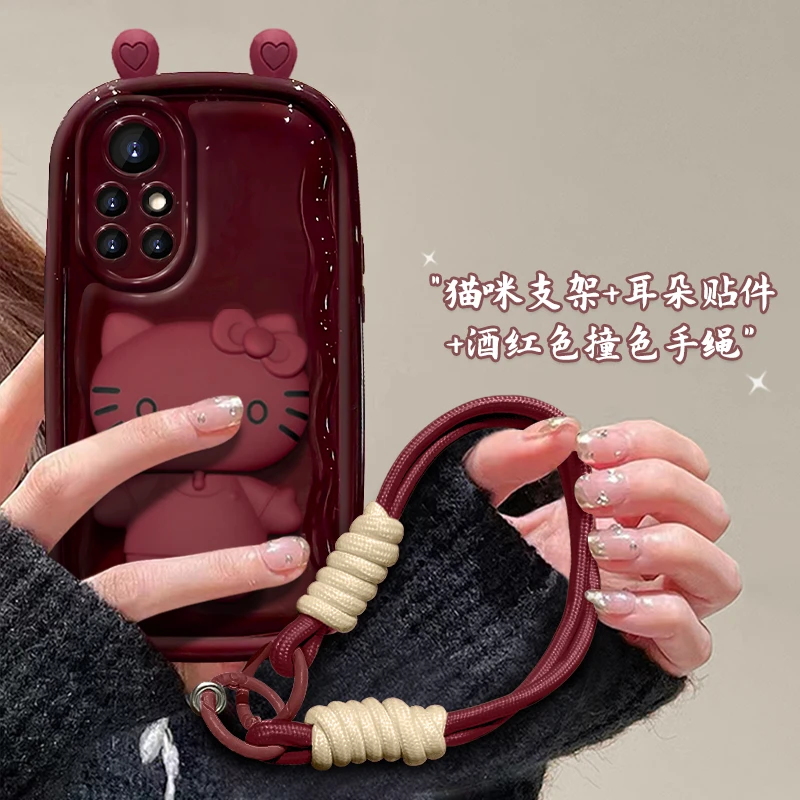 华为nova8Pro手机壳可爱猫支架小胖子女简约创意卡通保护全包防摔