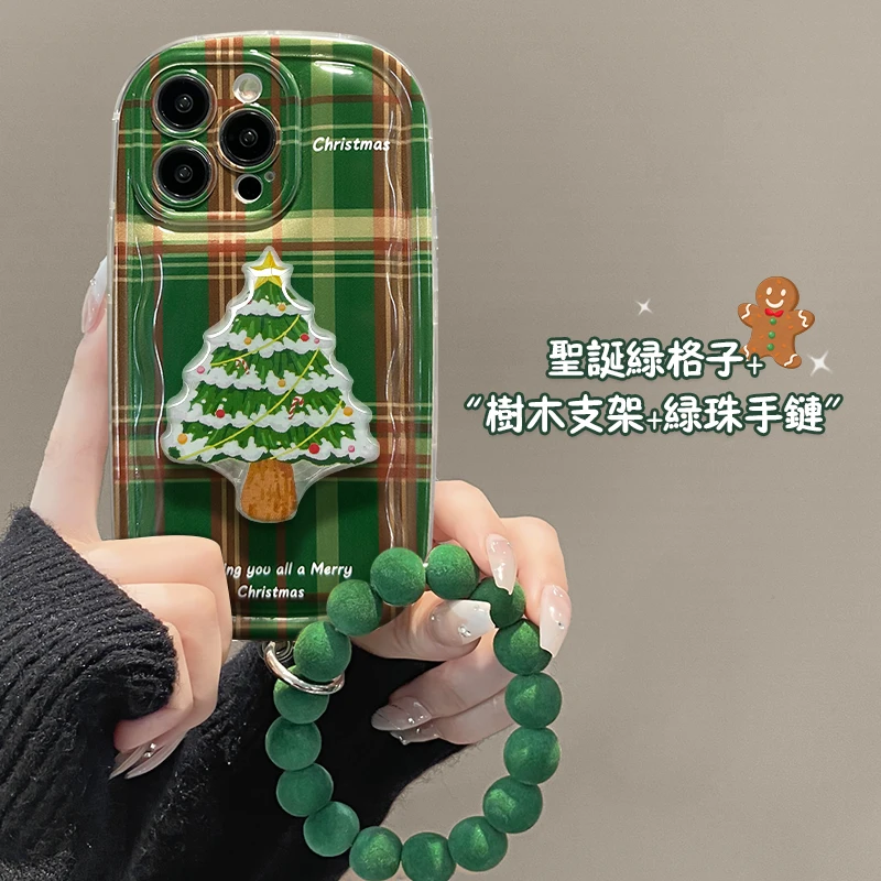 圣诞绿格小胖子苹果15iPhone14华为OPPO小米VIVO女创意可爱手机壳
