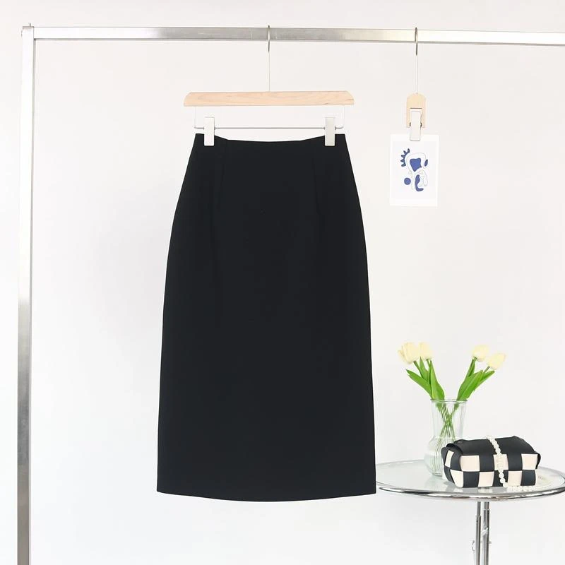 春秋款包臀裙42-52-62-72cm半身裙西装H版中长款西装裙后开叉显瘦