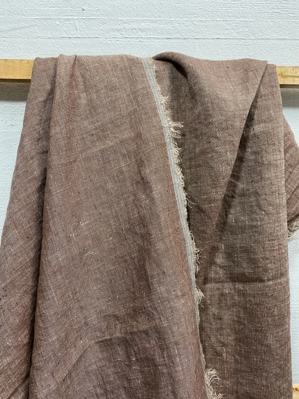 石墨砂洗色织雨露亚麻 咖色 衬衣 裤子 连衣裙 床品DIY布艺等