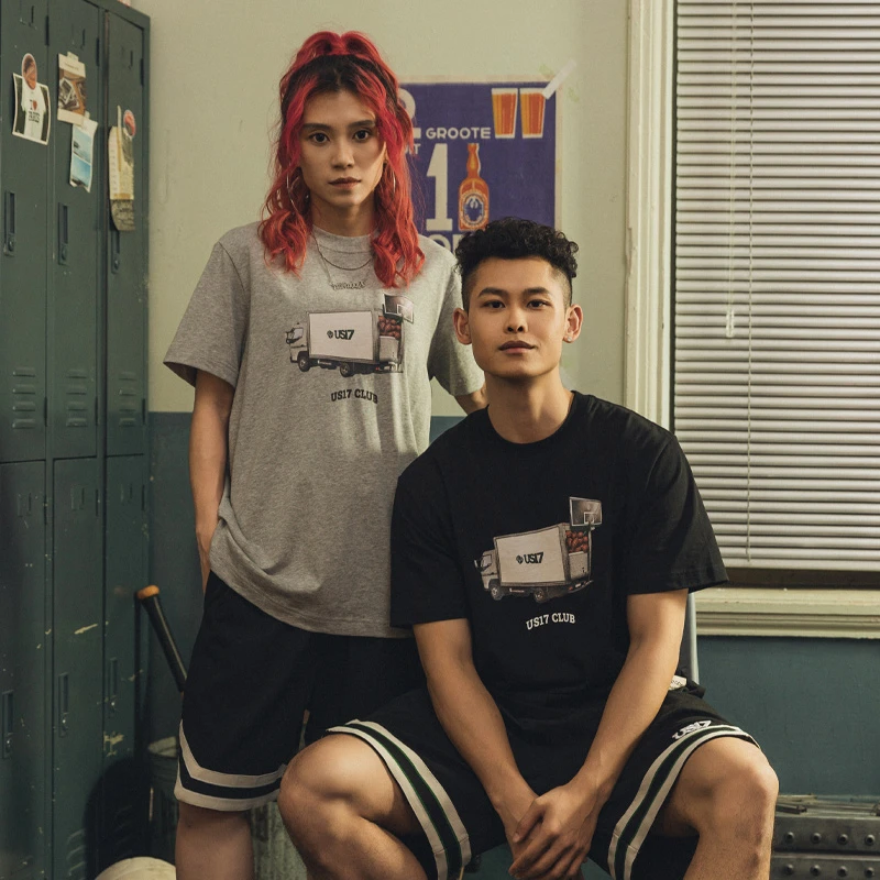 【经典篮球车】US17潮牌篮球车时尚纯棉T恤短袖男女小圆领宽松男士