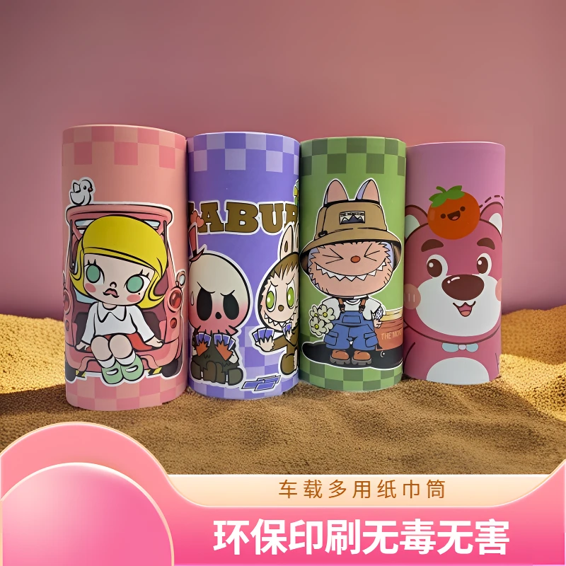 【对对碰】卡通多用途纸巾筒 车载圆筒纸 卡通创意客厅家用纸巾筒