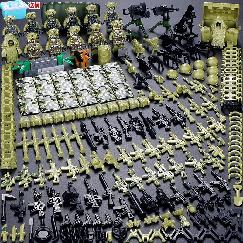 中国积木丛林军事特种兵人仔野战部队小人偶士兵儿童拼装男孩玩具