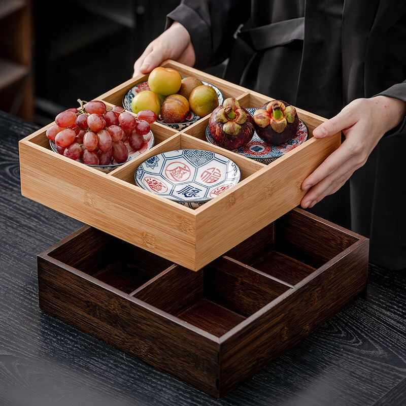 复古青花陶瓷高脚盘家用零食水果盘茶室糕点甜品碗果碟中式茶点盘