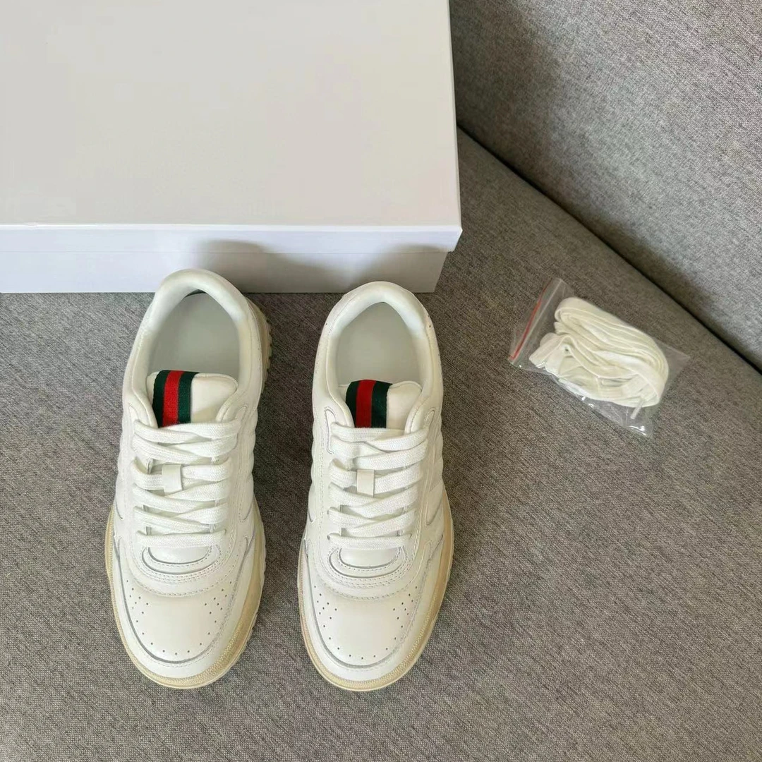 无标2024年春新款女鞋厚底休闲鞋系带运动板鞋真皮超软百搭女鞋