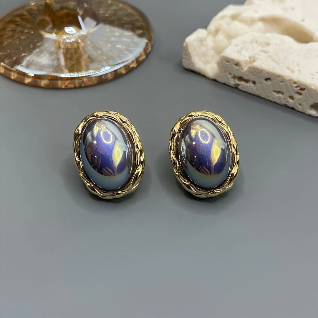 铜合金耳饰 法式复古优雅时尚耳钉极简风小众百搭几何耳饰【A-41】