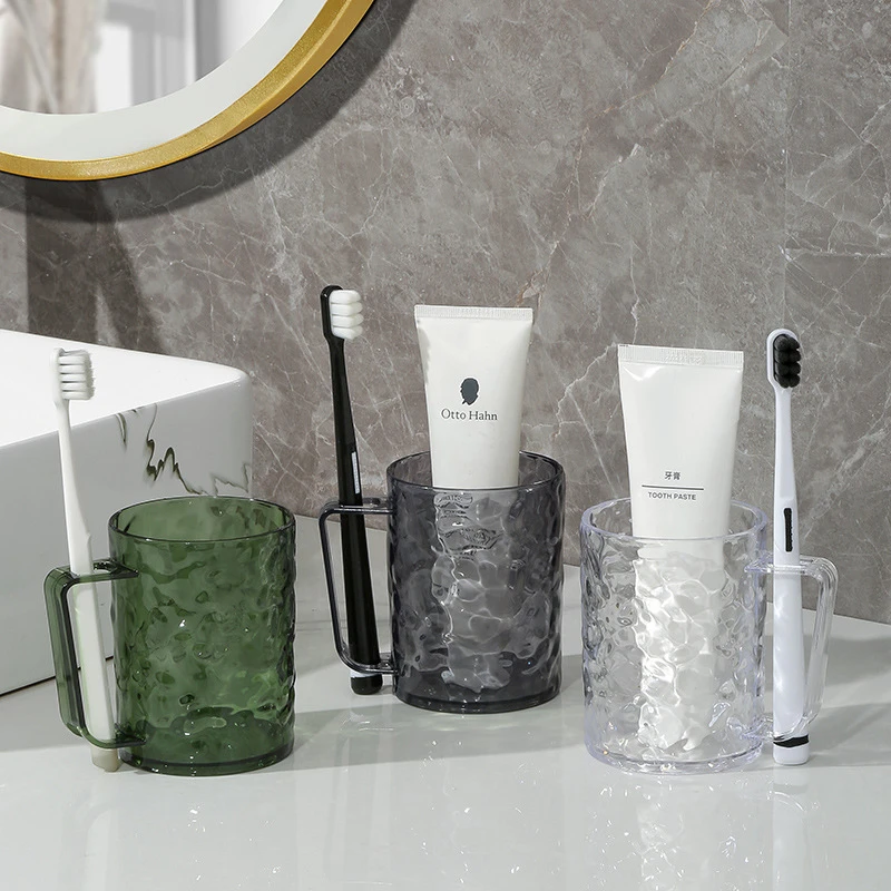 高级透明冰川漱口杯可插牙刷不积水浴室无异味学生宿舍刷简约