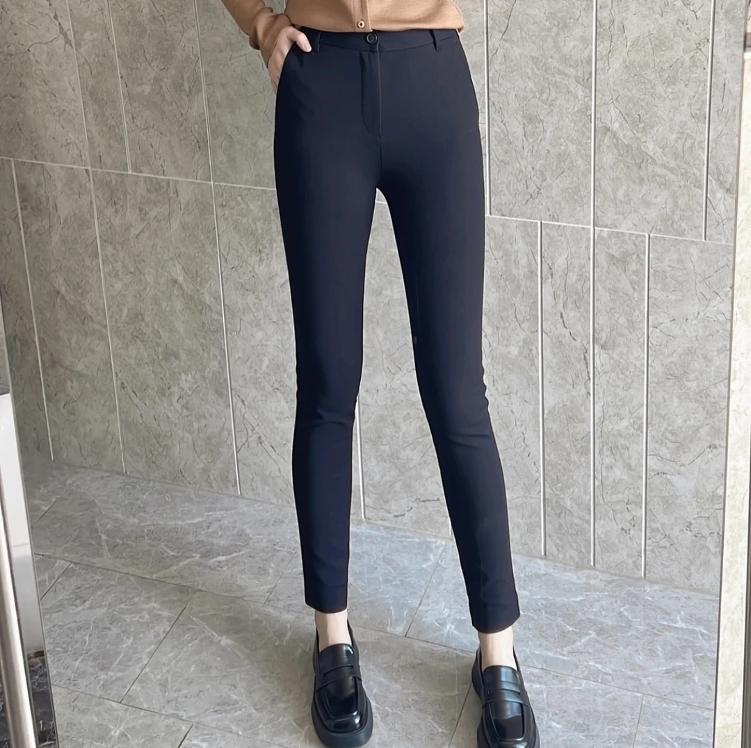 GIRDEAR/哥弟1100389秋冬时尚百搭高腰显瘦弹力加绒打底小黑裤