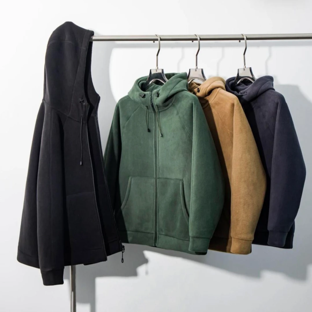 反季清货 重磅加绒加厚双面摇粒绒保暖拉链连帽外套休闲夹克男