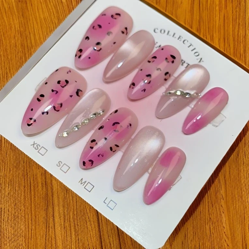 秋冬猫眼豹纹手工穿戴甲高级显白可拆卸美甲