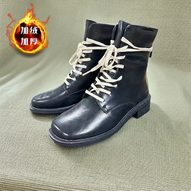 秋冬新款【加绒】女士英伦风经典百搭厚底马丁靴6888-6
