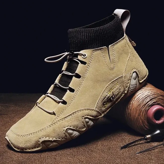 男士猪皮休闲鞋丨春夏平底中高帮手工鞋驾车高品质男鞋CX510